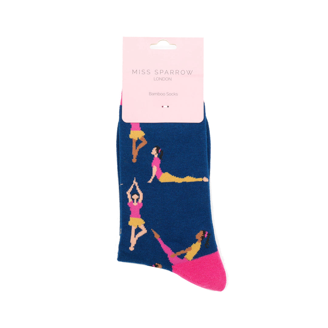 Miss Sparrow Yoga Poses Socks Navy