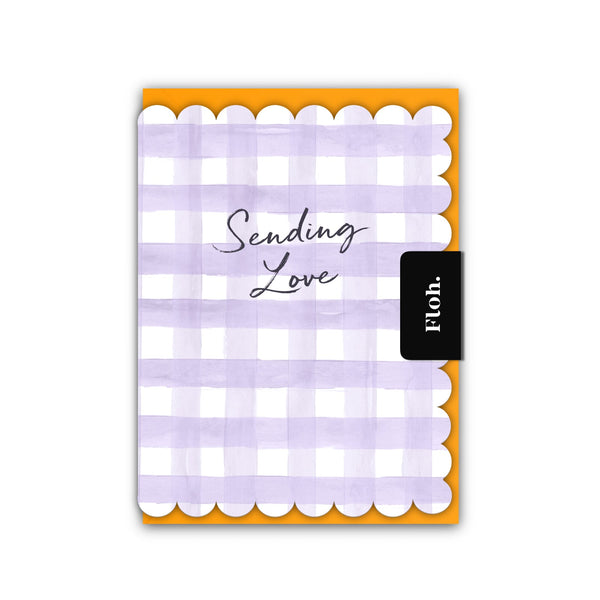 Toasted Crumpet Sending Love (Lavender Gingham) Card