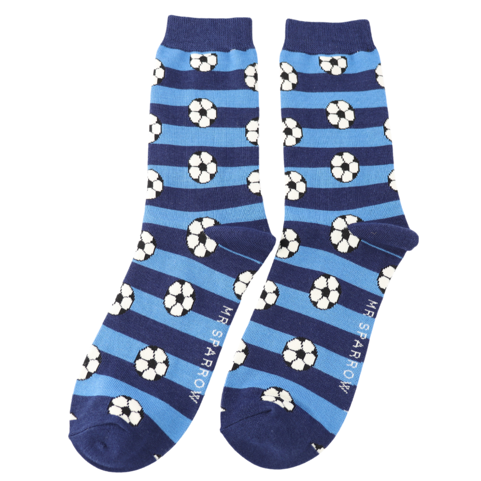 Mr Sparrow Footballs & Stripes Navy Socks