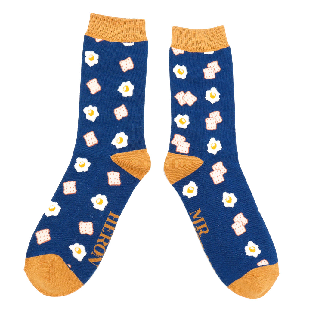 Mr Sparrow Eggs & Toast Socks Navy