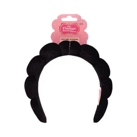 Vintage Cosmetic Croissant Headband Black Velvet