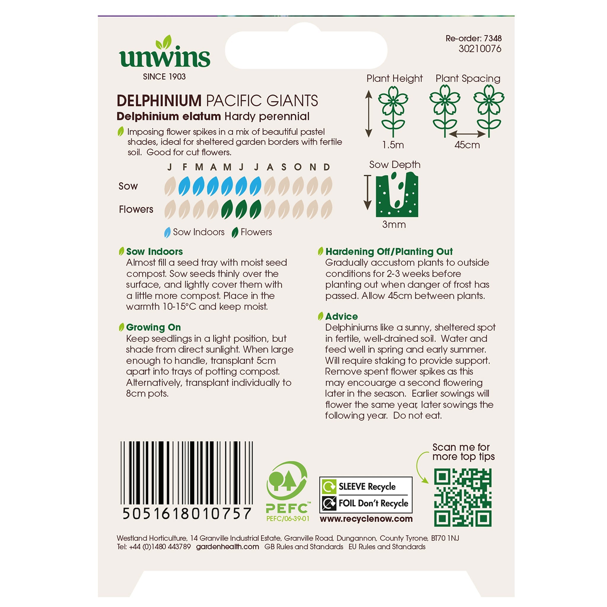 Unwins Delphinium Pacific Giants Seeds