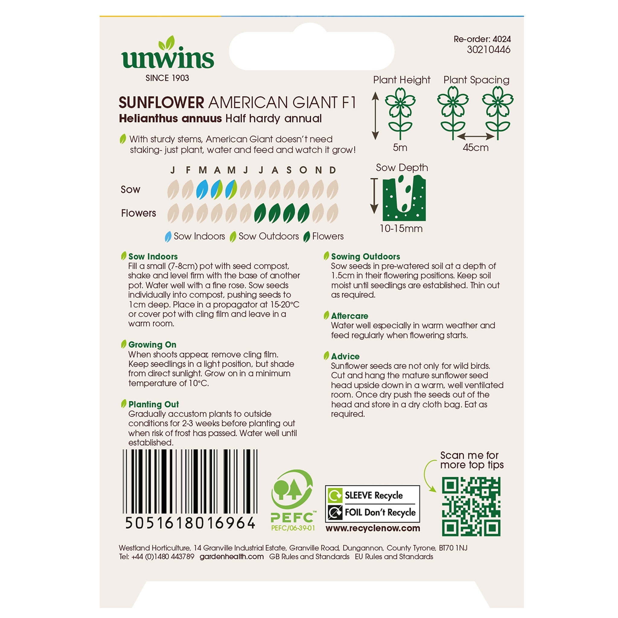 Unwins Sunflower American Giant F1