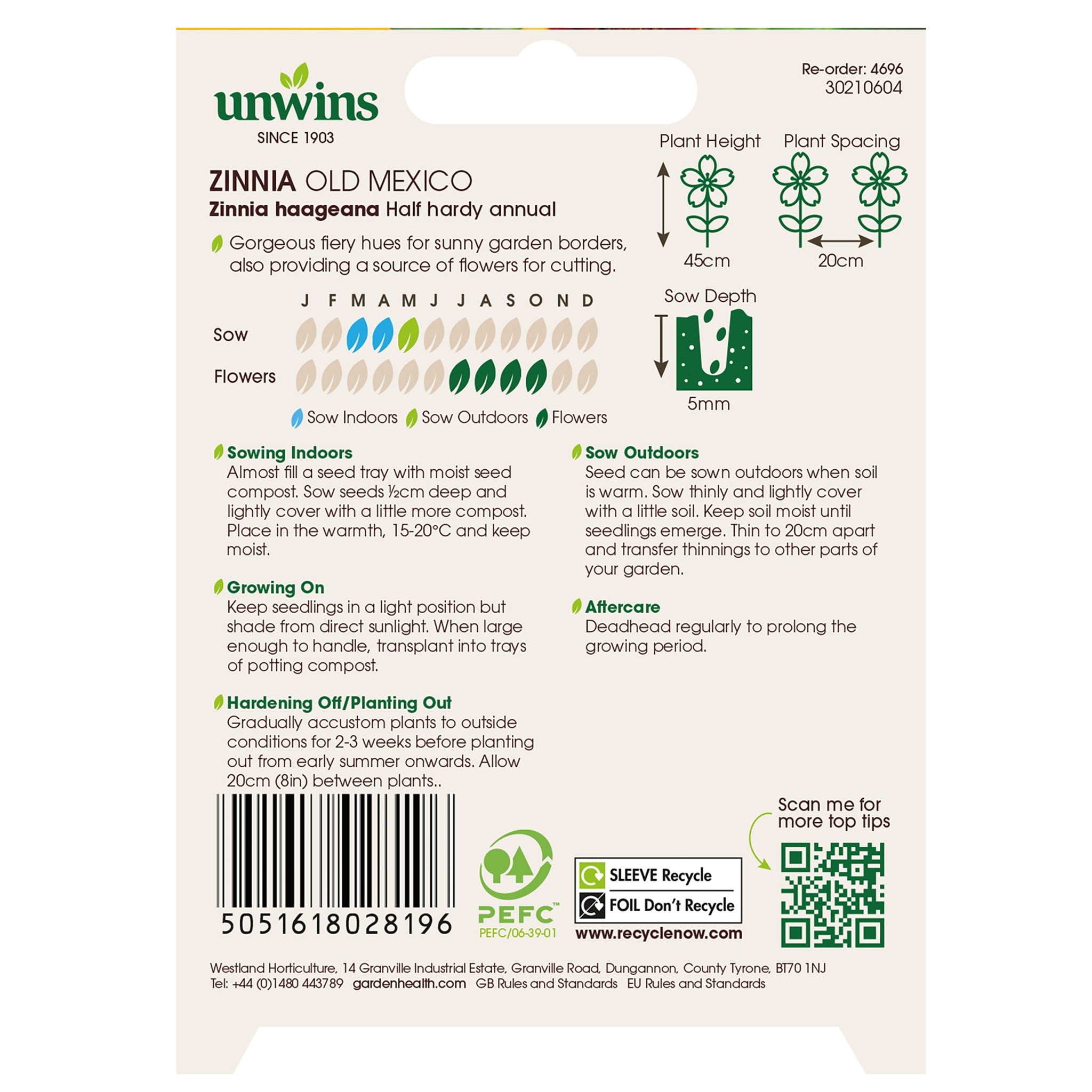 Unwins Zinnia Old Mexico