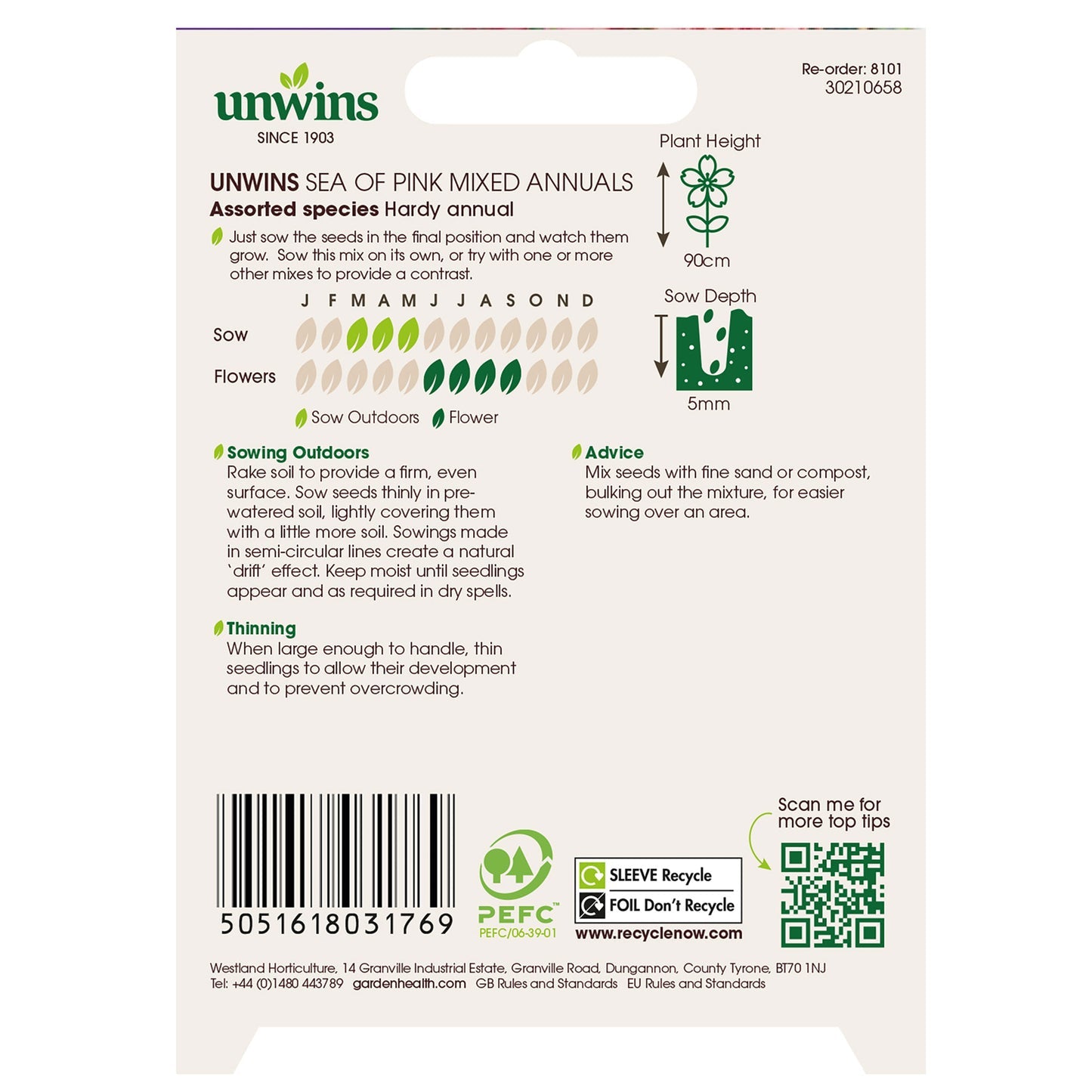 Unwins Sea of Pink Mixed Annuals Seeds