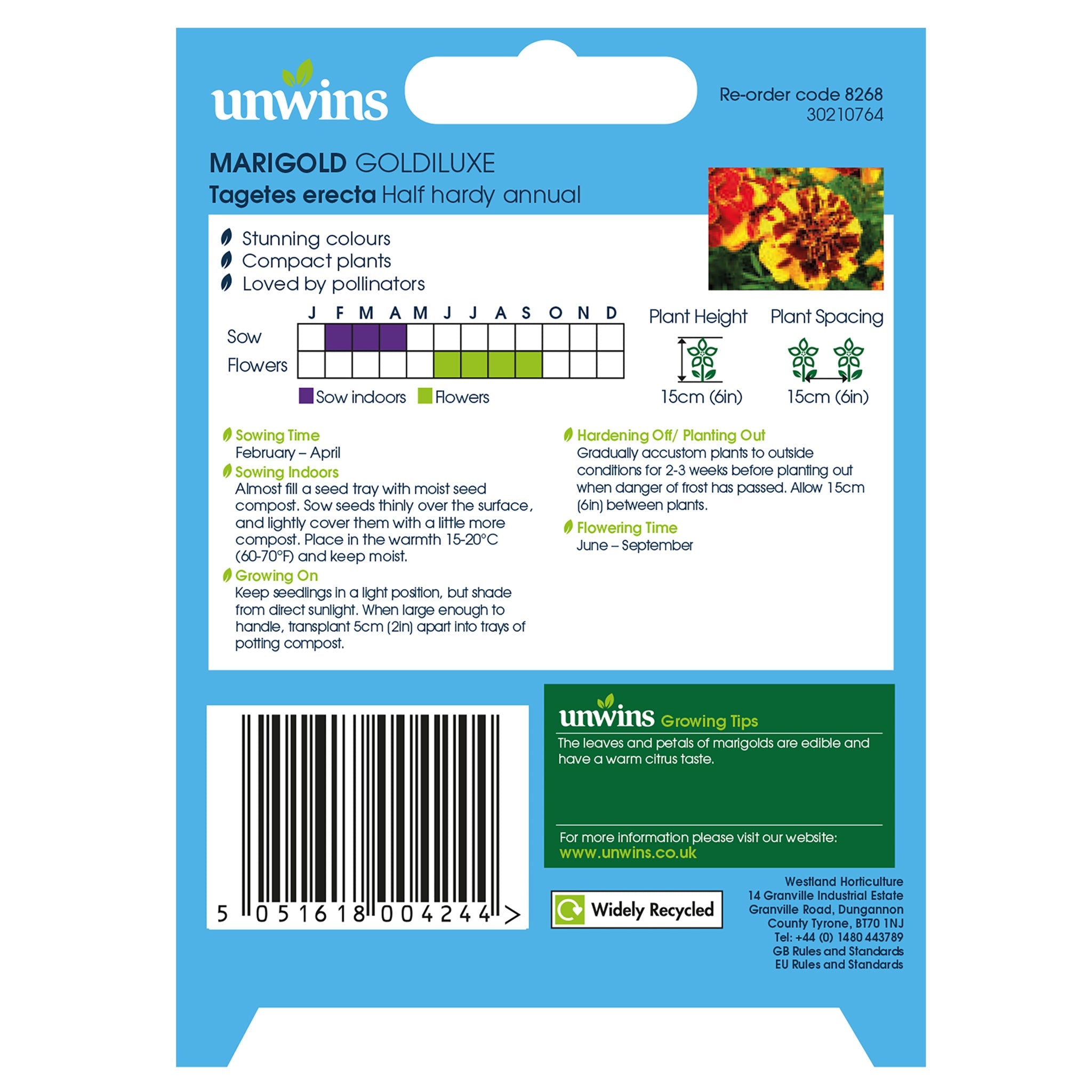 Unwins Marigold Goldiluxe Seeds