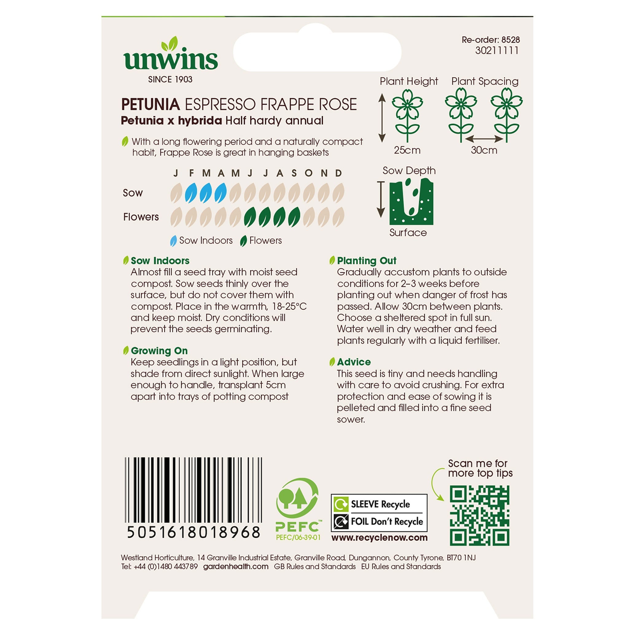Unwins Petunia Espresso Frappe Rose Seeds