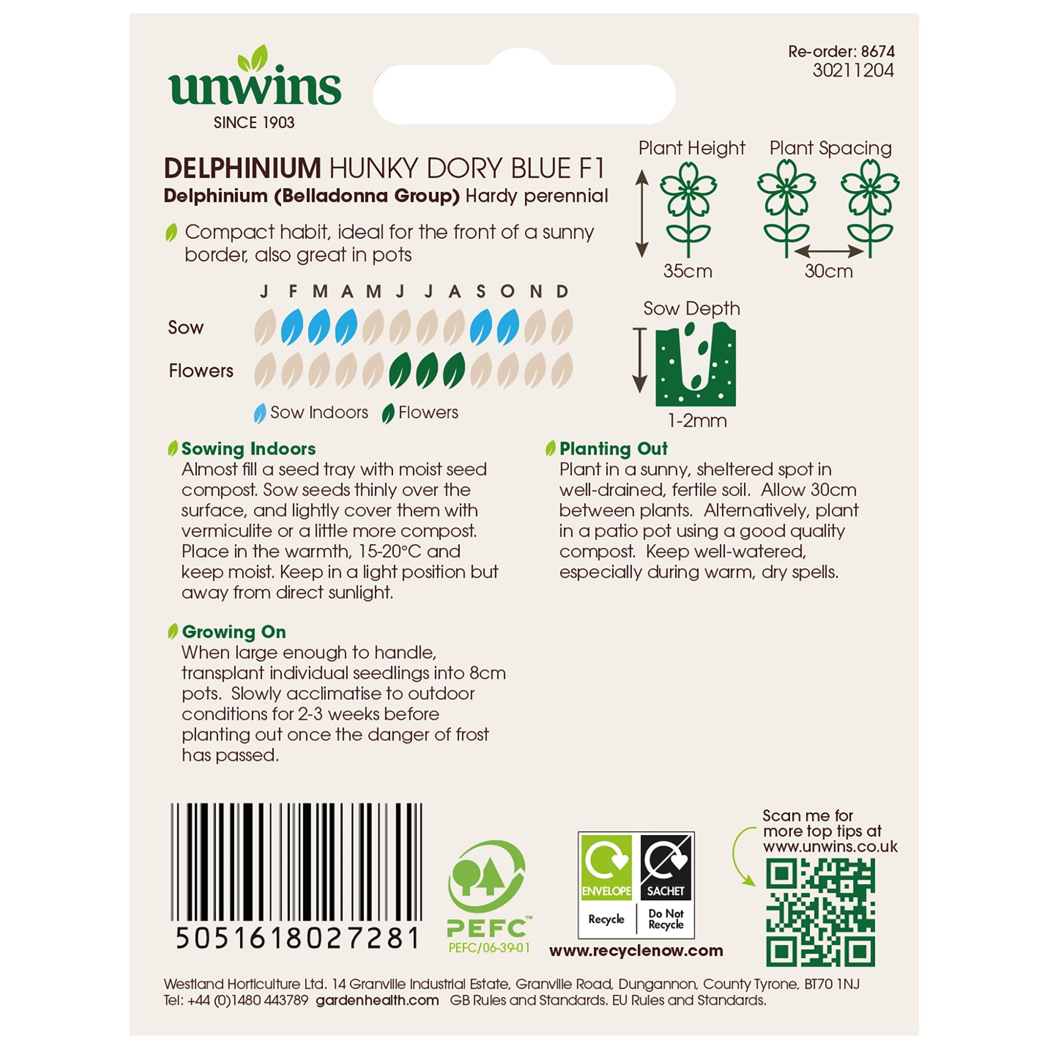 Unwins Delphinium Hunky Dory Blue F1 Seeds