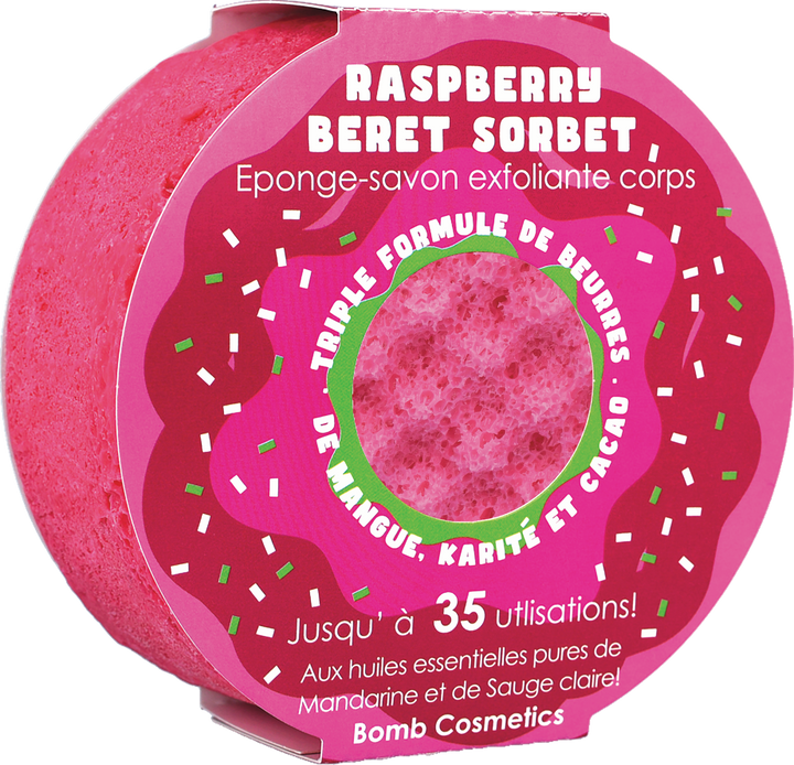 Bomb Raspberry Beret Sorbet Body Buffer Sponge