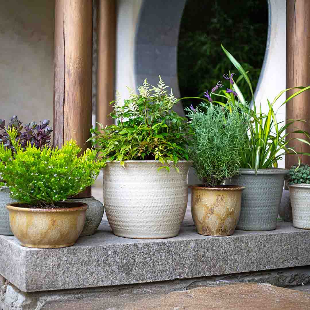 Apta Rustica Cool Grey Glazed Planter
