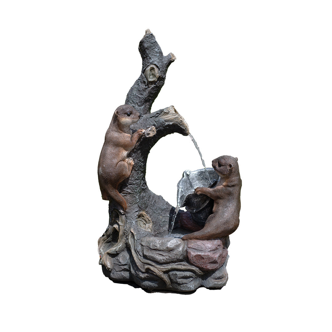 Easy Fountain Woodland Otters Day & Night Solar Water Feature