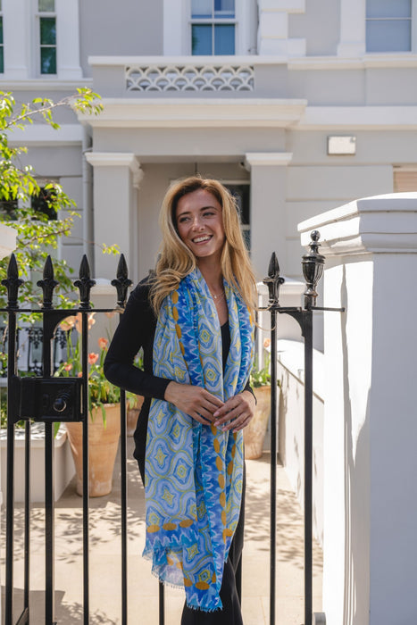 Park Lane Summer Scarf Blue & Yellow