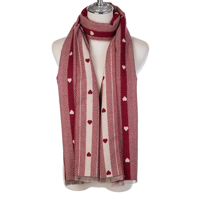 Accessories by Park Lane Hearts Scarf Cherry