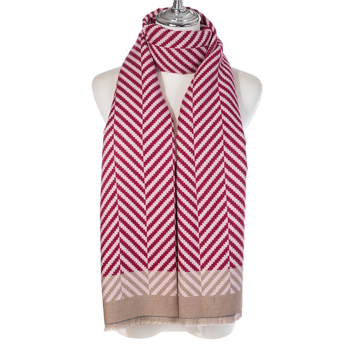 Accessories by Park Lane Stripe Scarf Cherry
