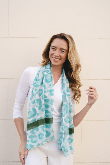 Park Lane Summer Scarf Jade Leopard