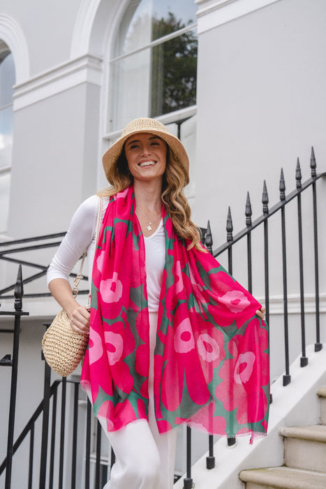 Park Lane Summer Scarf Fuscia Flower Bold