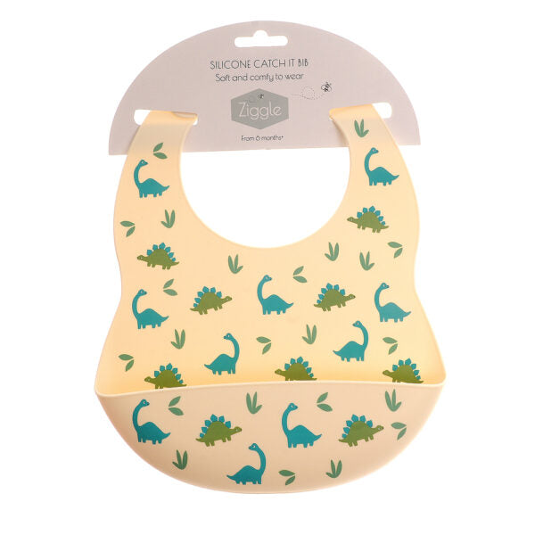 Ziggle Catch It Silicone Bib Dinosaur