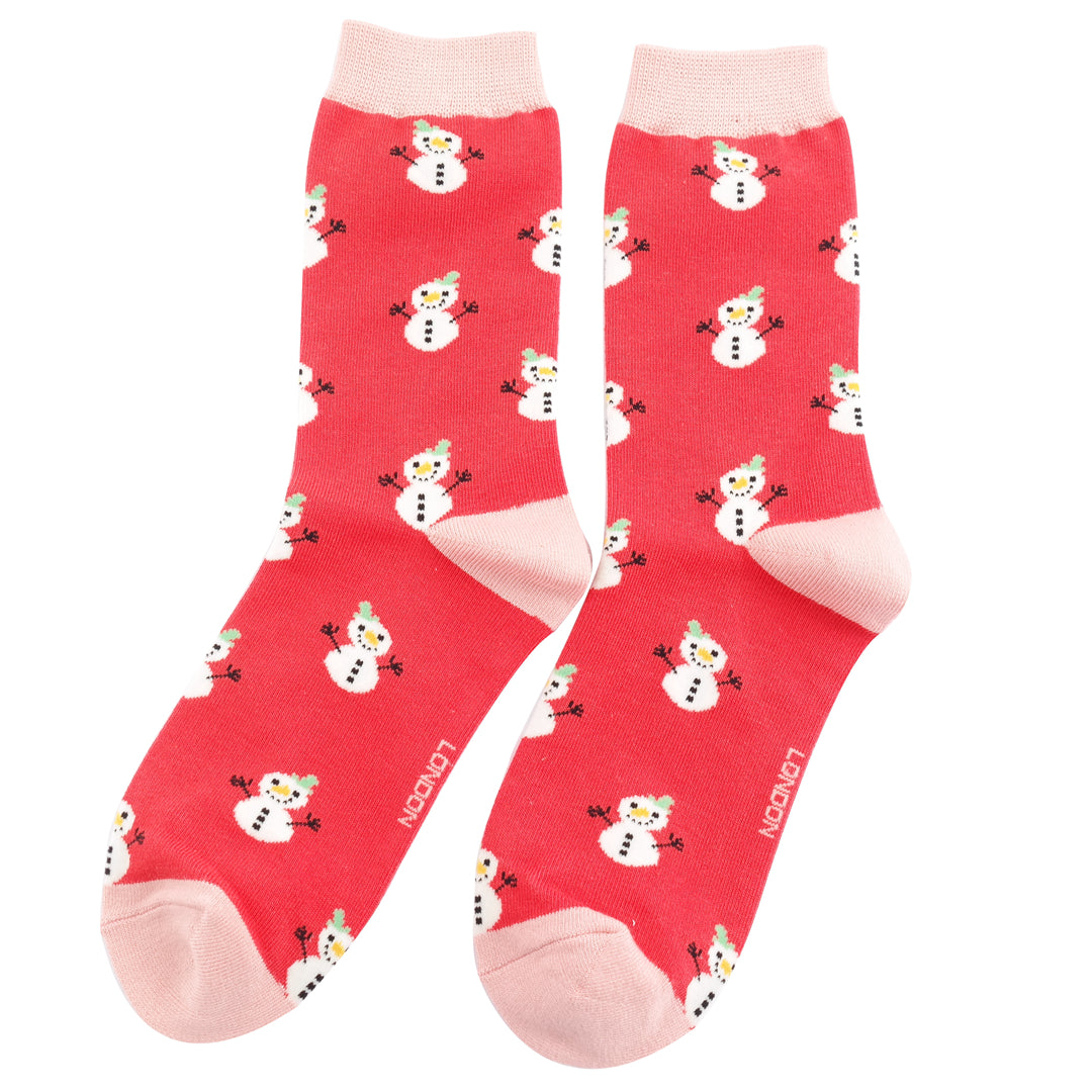 Miss Sparrow Little Snowmen Socks Red