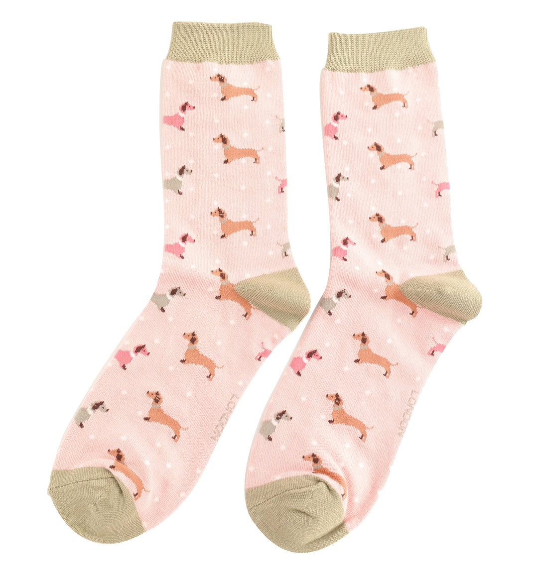Miss Sparrow Sausage Dog & Spots Socks Dusky Pink