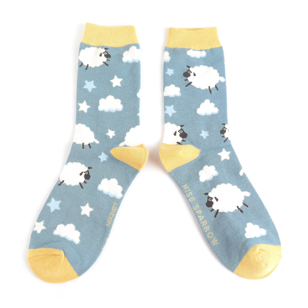 Miss Sparrow Sleepy Sheep Socks Denim