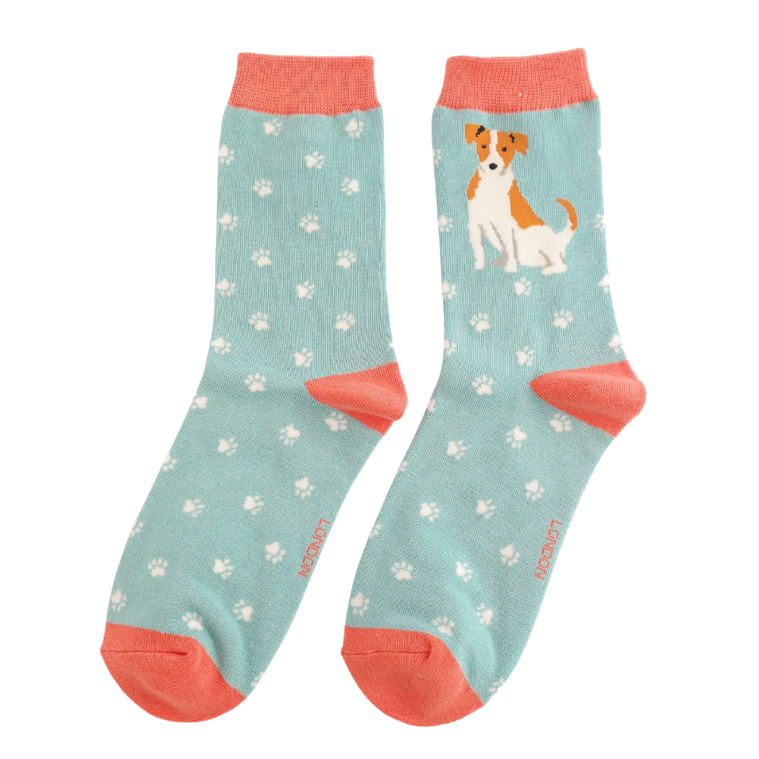 Cute Jack Russells Socks Duck Egg