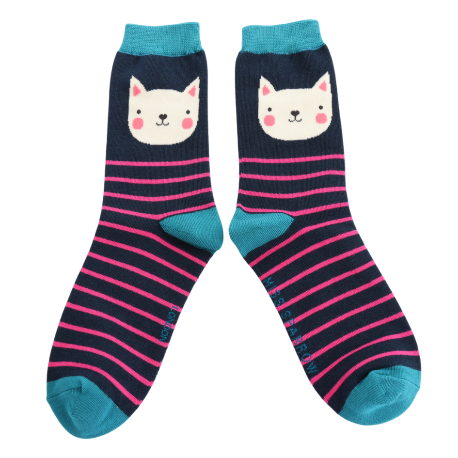 Miss Sparrow Kitty Stripes Navy