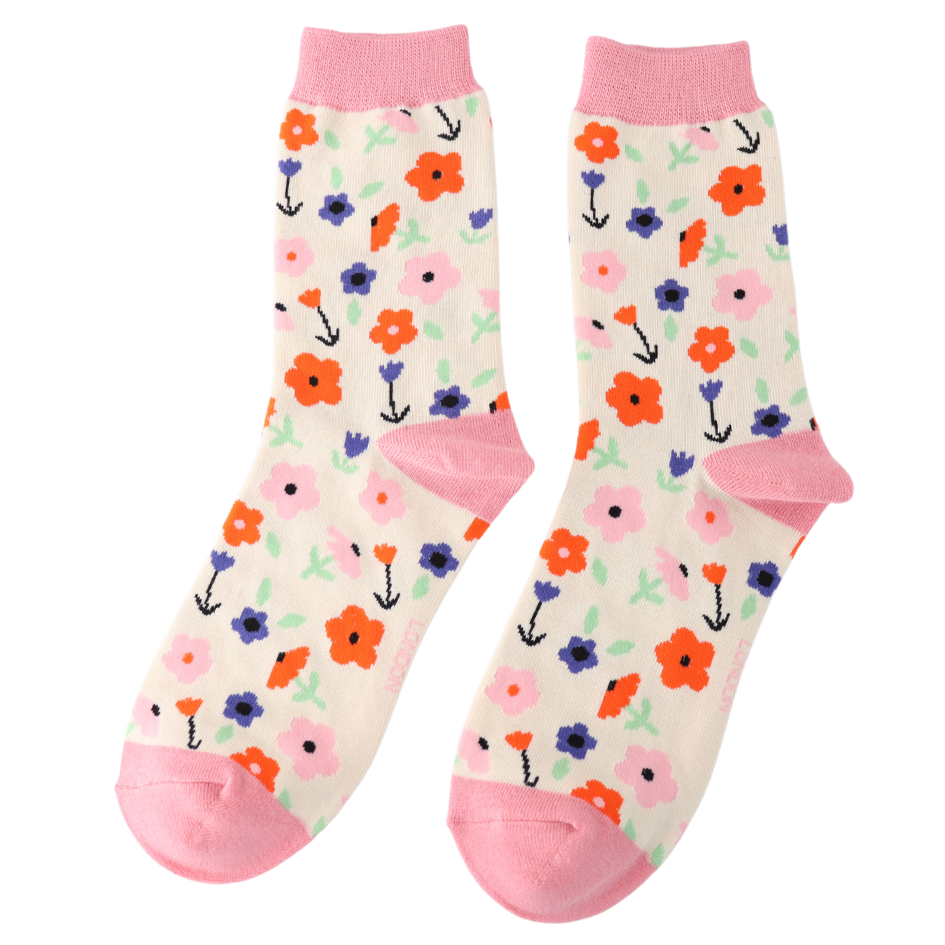 Miss Sparrow Little Flowers Socks Cream