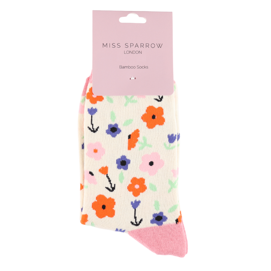 Miss Sparrow Little Flowers Socks Cream