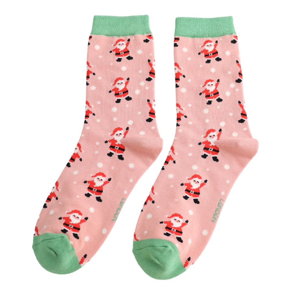 Jolly Santa Socks Dusky Pink