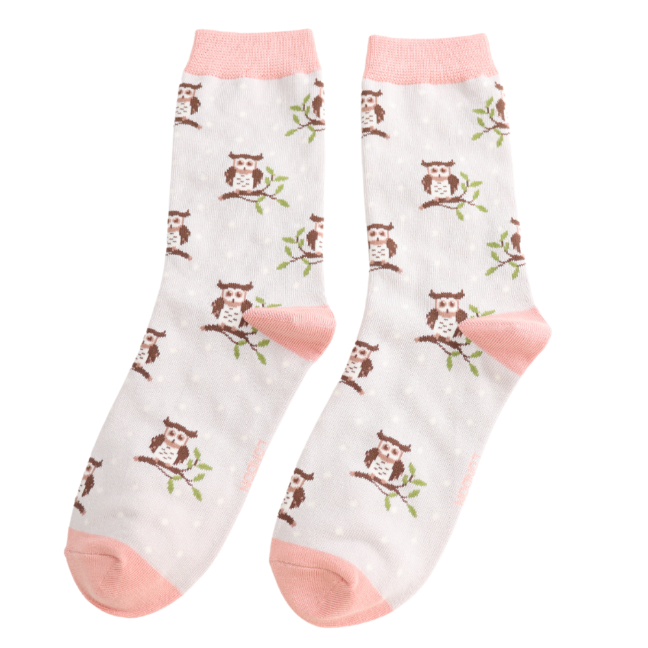 Miss Sparrow Winter Owls Socks Silver
