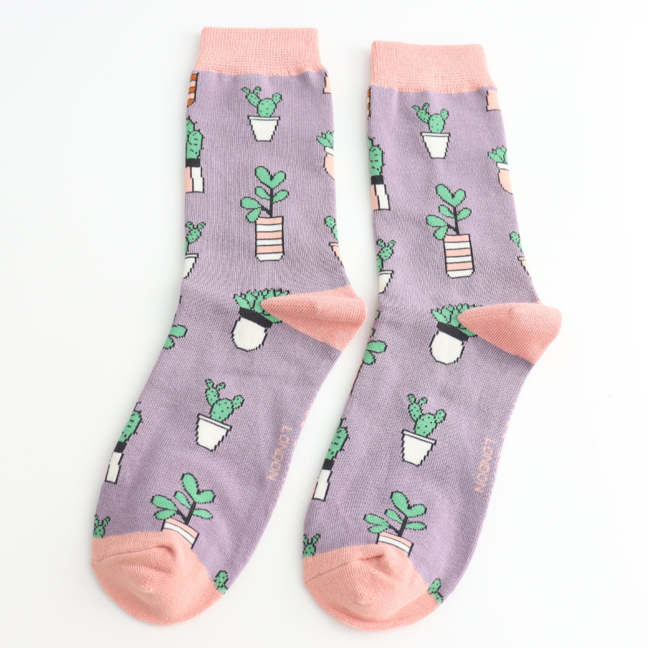 Miss Sparrow Small Succulents Socks Lavender