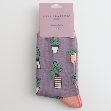 Miss Sparrow Small Succulents Socks Lavender
