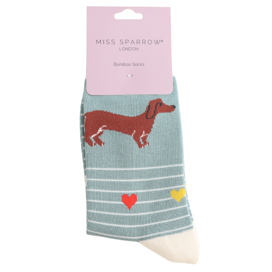 Miss Sparrow Sausage Dogs & Stripes Socks Duck
Egg