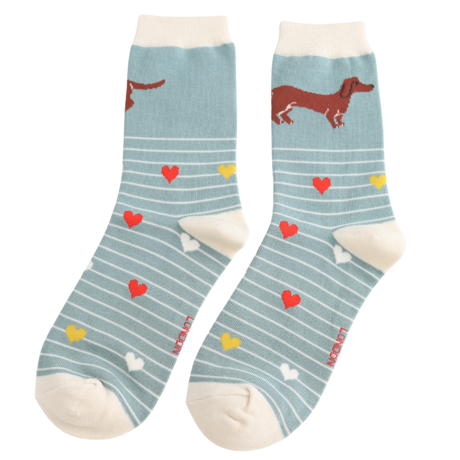 Miss Sparrow Sausage Dogs & Stripes Socks Duck
Egg