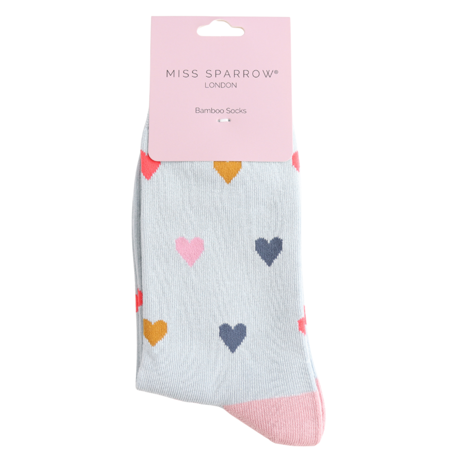 Miss Sparrow Multi Hearts Socks Blue