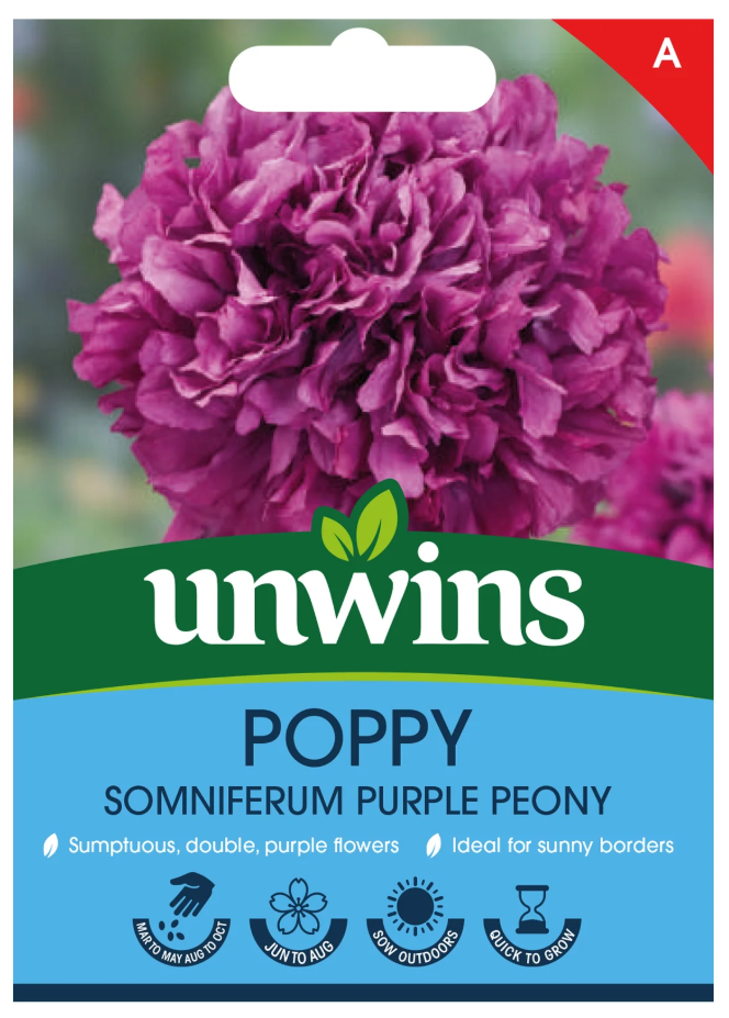 Unwins Poppy Somniferum Purple Peony Seeds