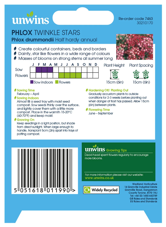 Unwins Phlox Twinkle Stars Seeds