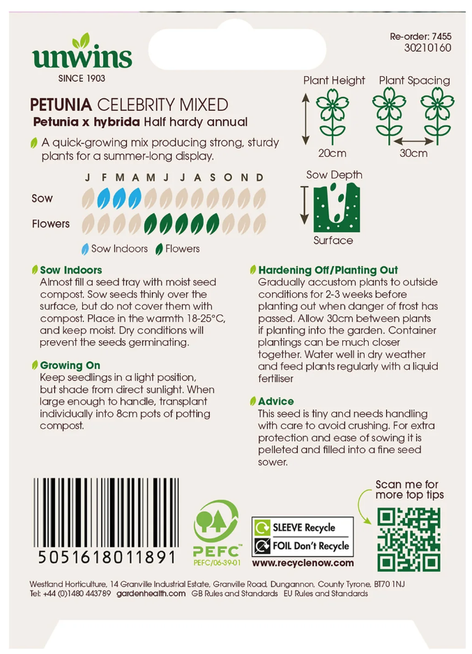 Unwins Petunia Celebrity Mixed Seeds