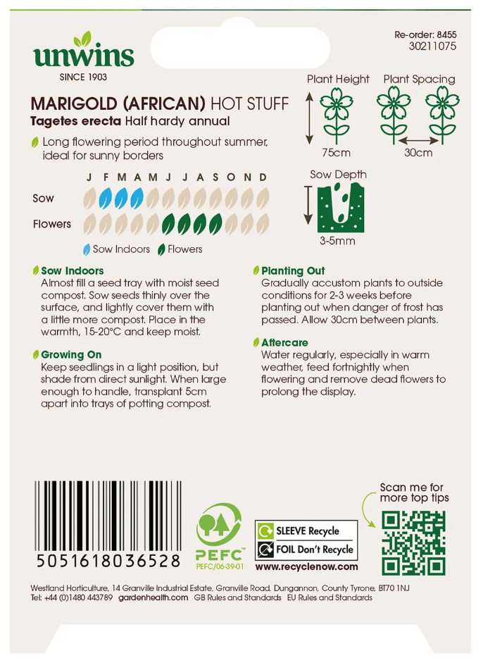 Unwins African Marigold Hot Stuff Seeds