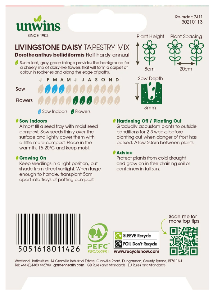 Unwins Livingstone Daisy Tapestry Mix Seeds