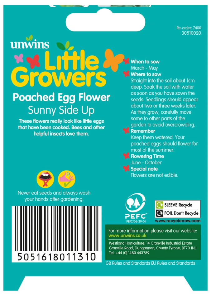 Unwins Little Growers Poached Egg Flower Sunny Side Up Seeds