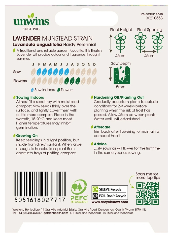 Unwins Lavender Munstead Strain Seeds