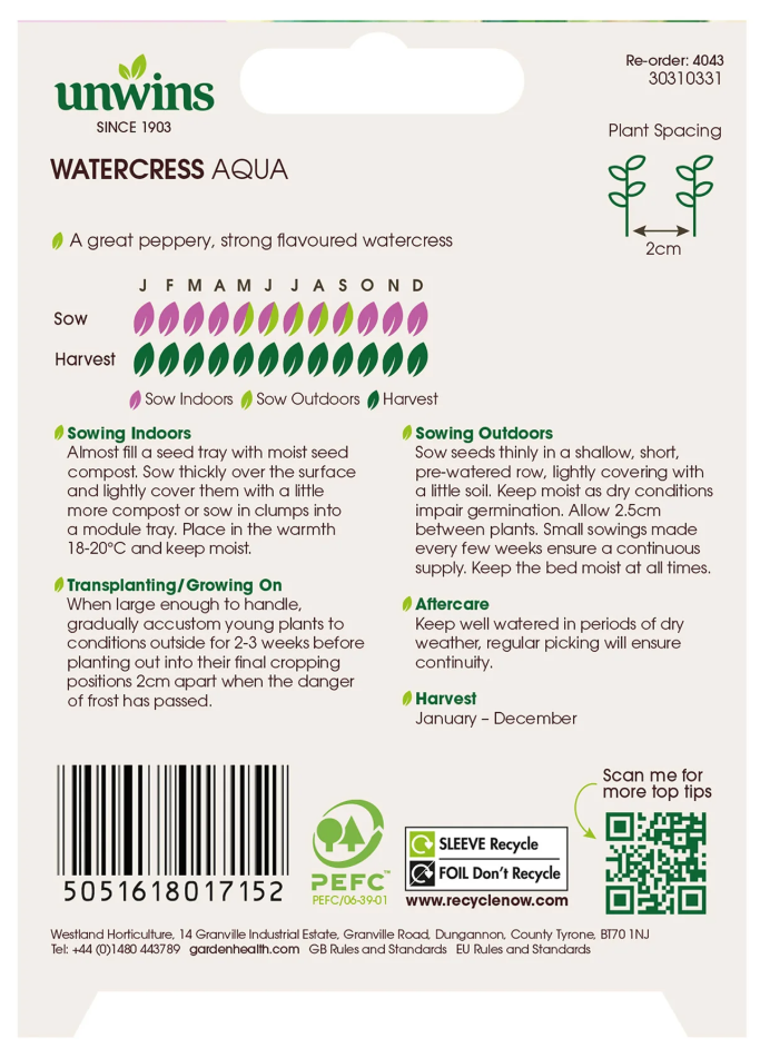 Unwins Watercress Aqua Seeds