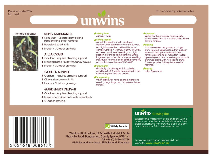 Unwins Tomato Classic Collection Pack Seeds
