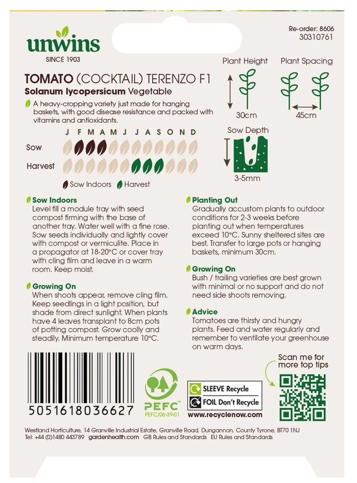 Unwins Cocktail Tomato Terenzo F1 Seeds