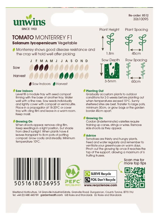 Unwins Organic Cherry Tomato Monterrey F1 Seeds