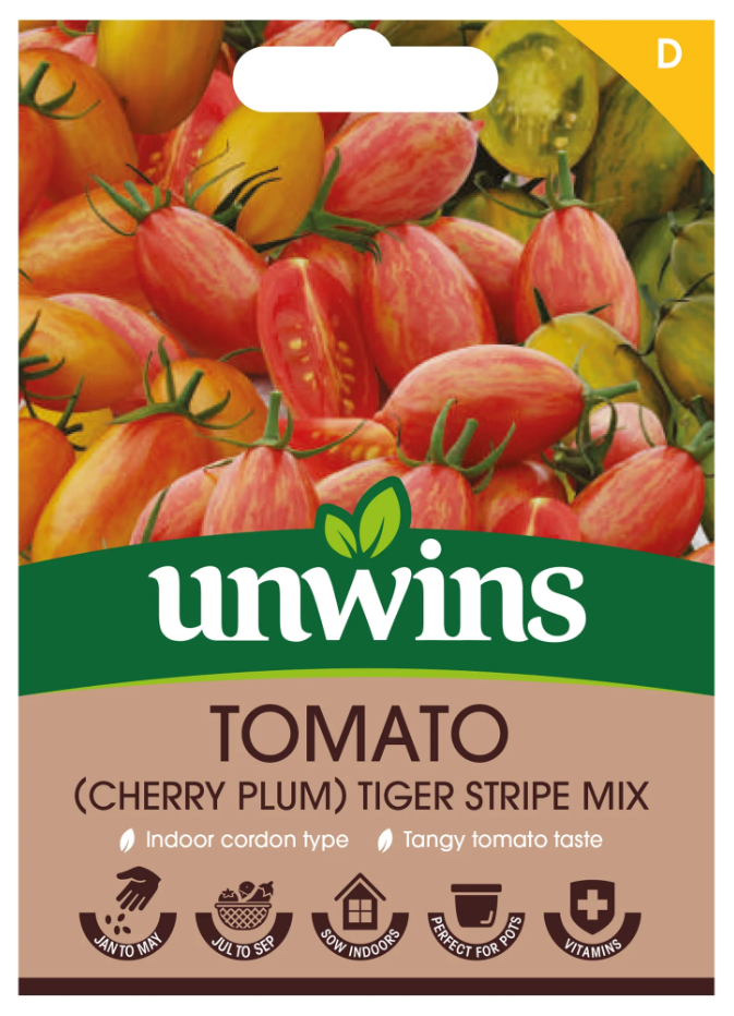 Unwins Cherry Plum Tomato Tiger Stripe Mix Seeds