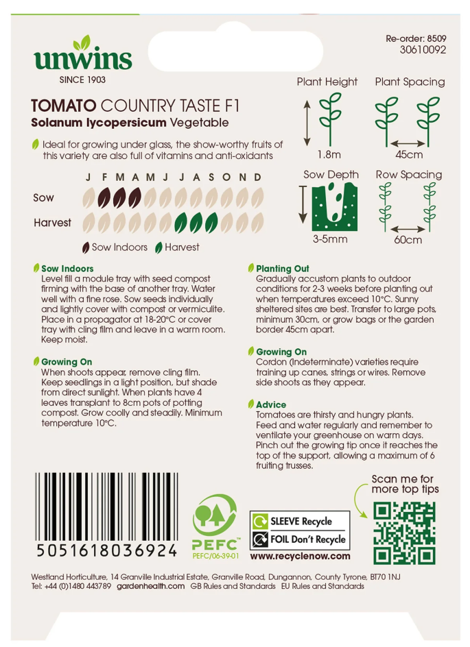 Unwins Organic Tomato Country Taste F1 Seeds