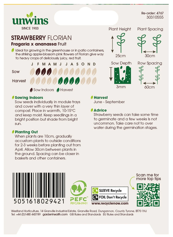 Unwins Strawberry Florian Seeds