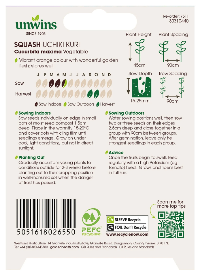 Unwins Squash Uchiki Kuri Seeds